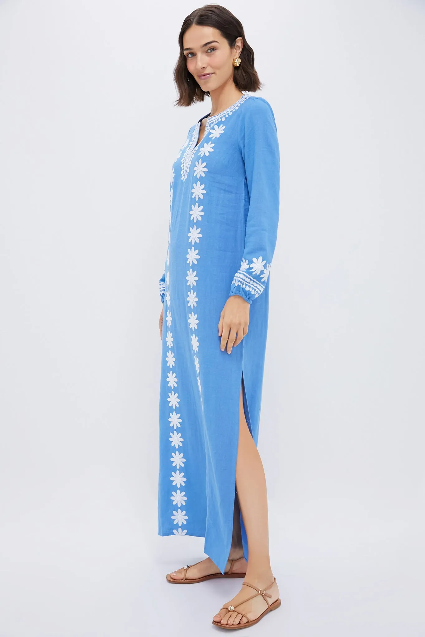 Marina and White Embroidered Caftan sold by Tuckernuck product image thumbnail 3