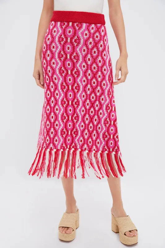Red & Pink Geo Knit Mabel Midi Skirt sold by Tuckernuck