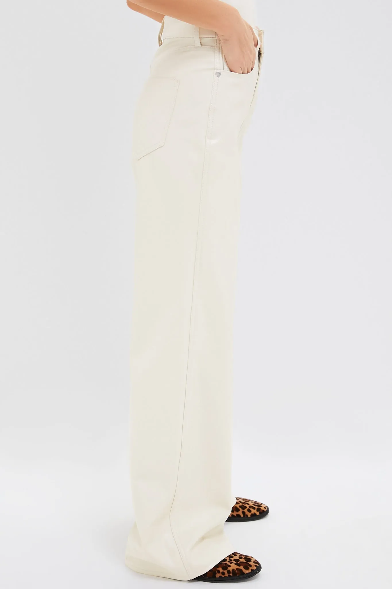 Ecru Vegan Leather Taylor High Rise Wide Leg sold by Tuckernuck product image thumbnail 4