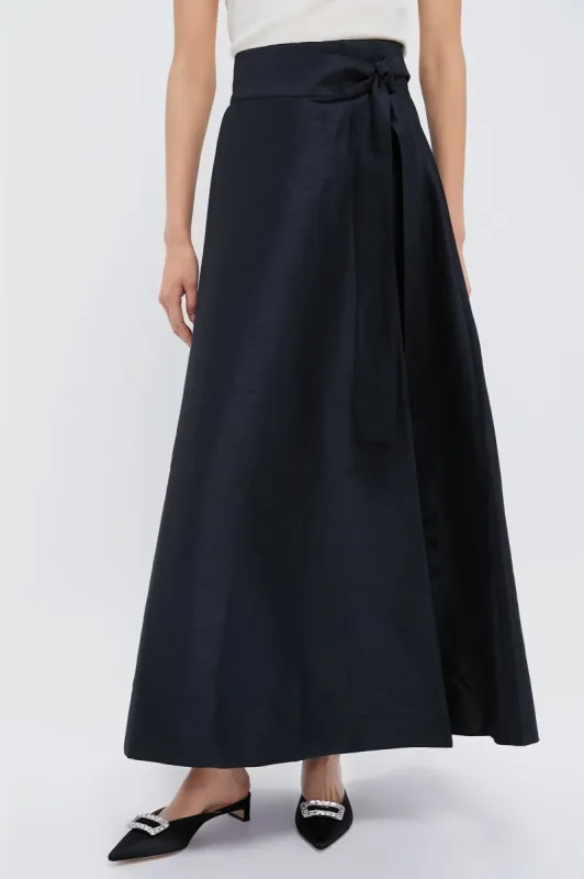 Black Helena Midi Wrap Skirt sold by Tuckernuck