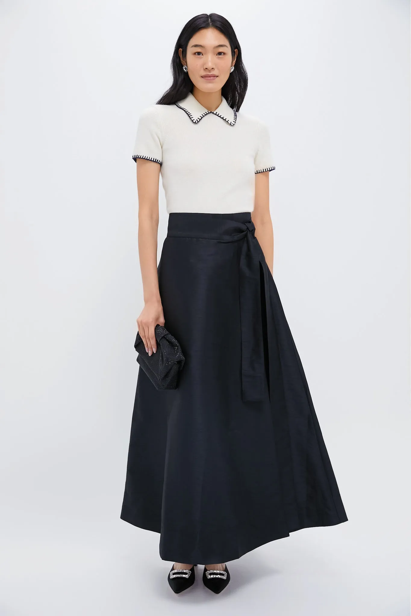 Black Helena Midi Wrap Skirt sold by Tuckernuck product image thumbnail 2