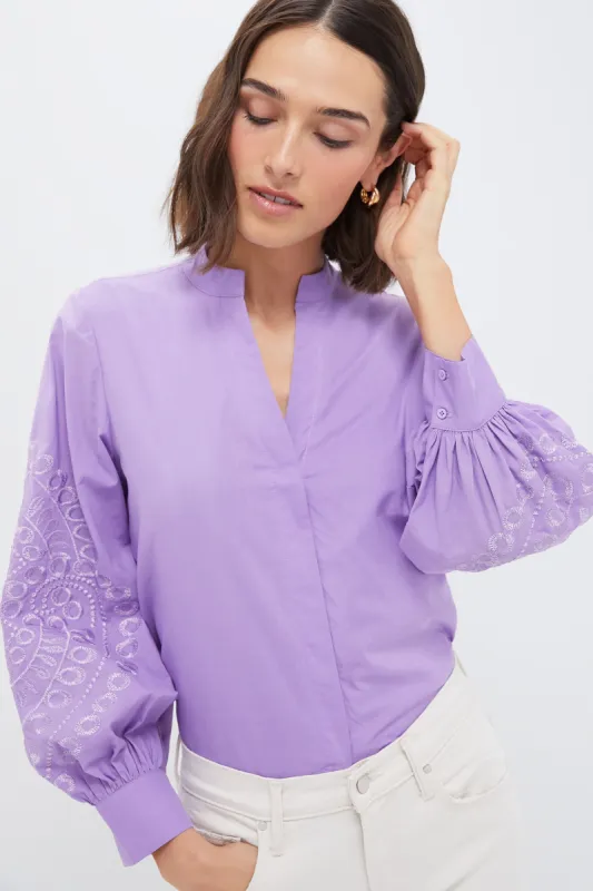 Lavender Embroidered Wisteria Blouse sold by Tuckernuck