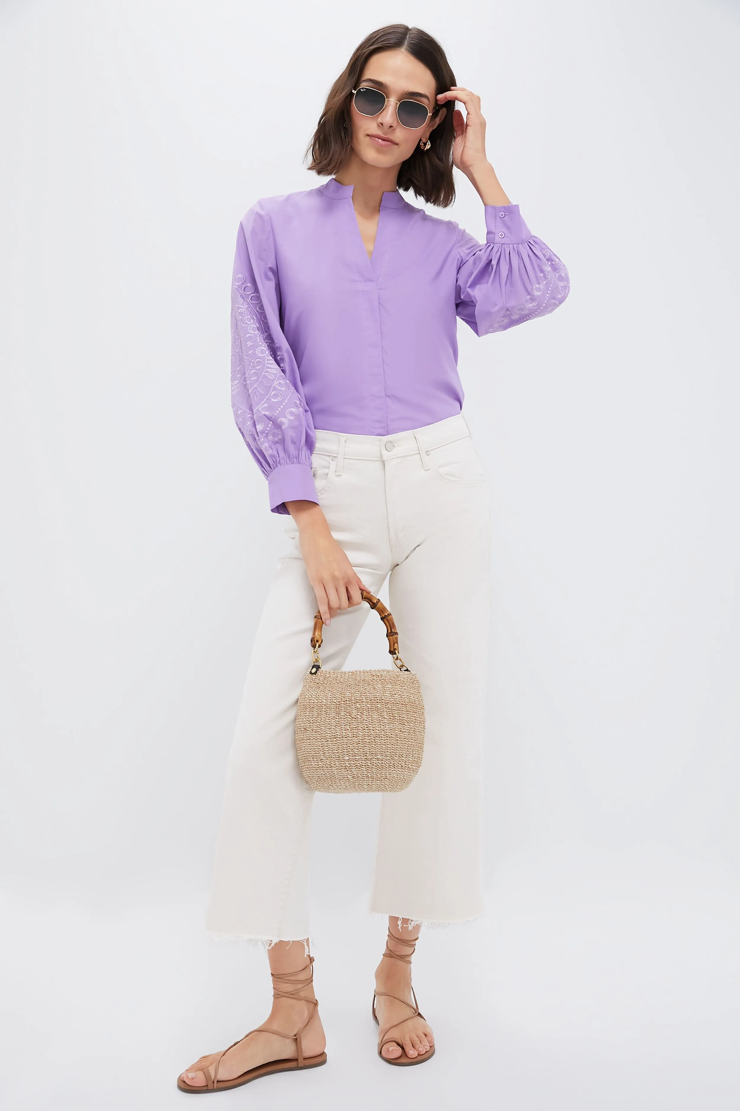 Lavender Embroidered Wisteria Blouse sold by Tuckernuck product image thumbnail 3