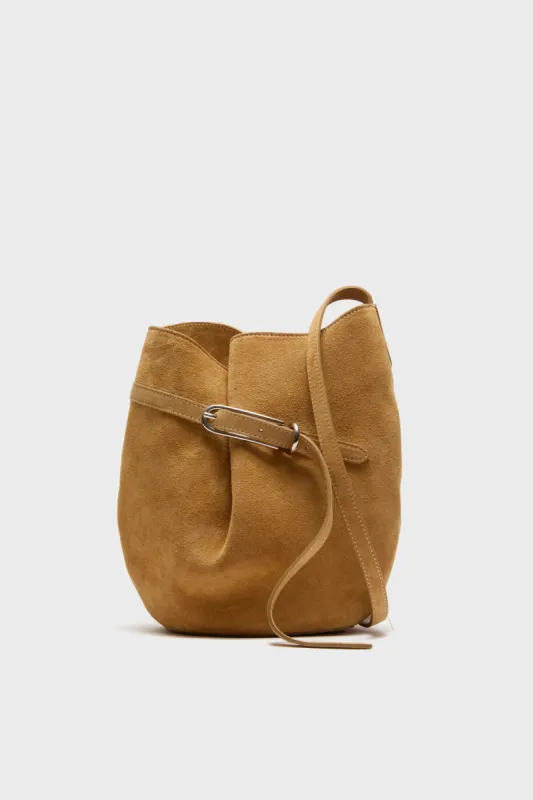 Beige Cow Suede Belted Bucket Bag sold by Tuckernuck