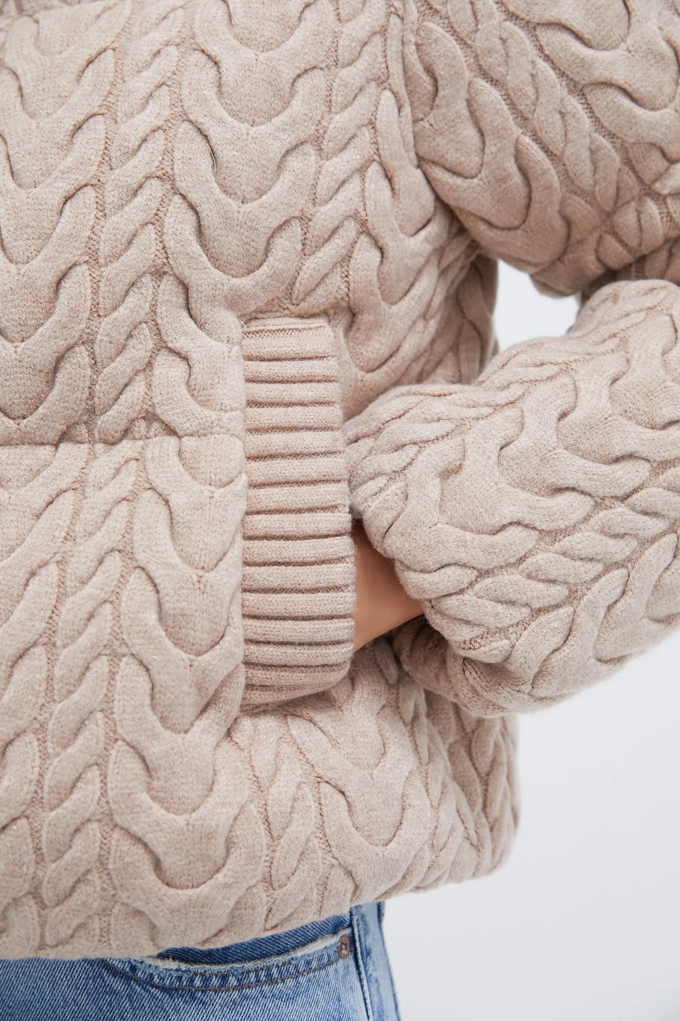 Light Taupe Reggie Cable Knit Puffer sold by Tuckernuck product image thumbnail 5