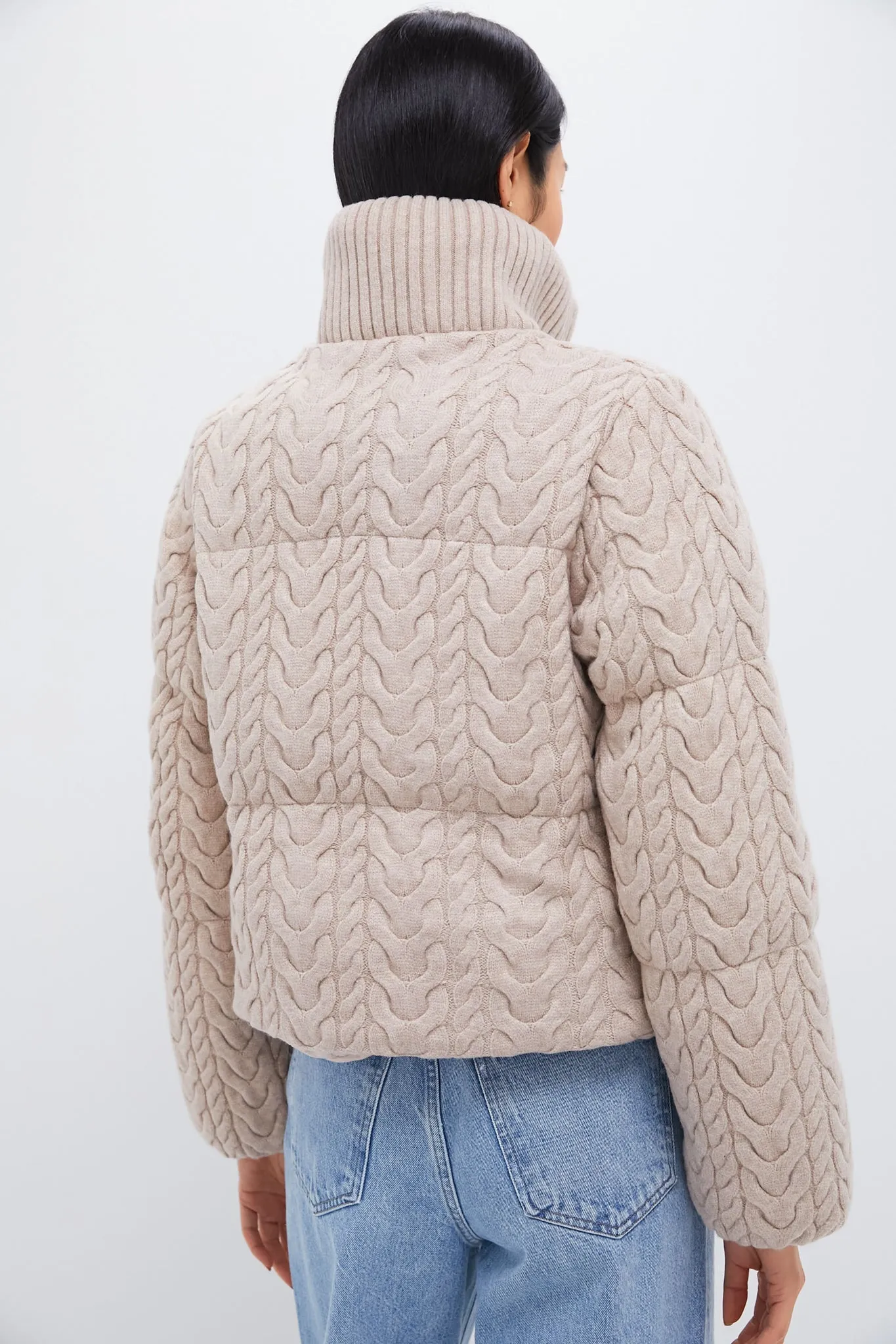 Light Taupe Reggie Cable Knit Puffer sold by Tuckernuck product image thumbnail 4