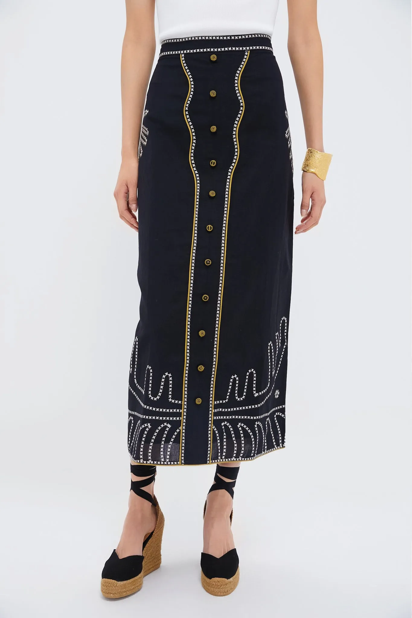 Black and Lime Stitch Portia Skirt sold by Tuckernuck