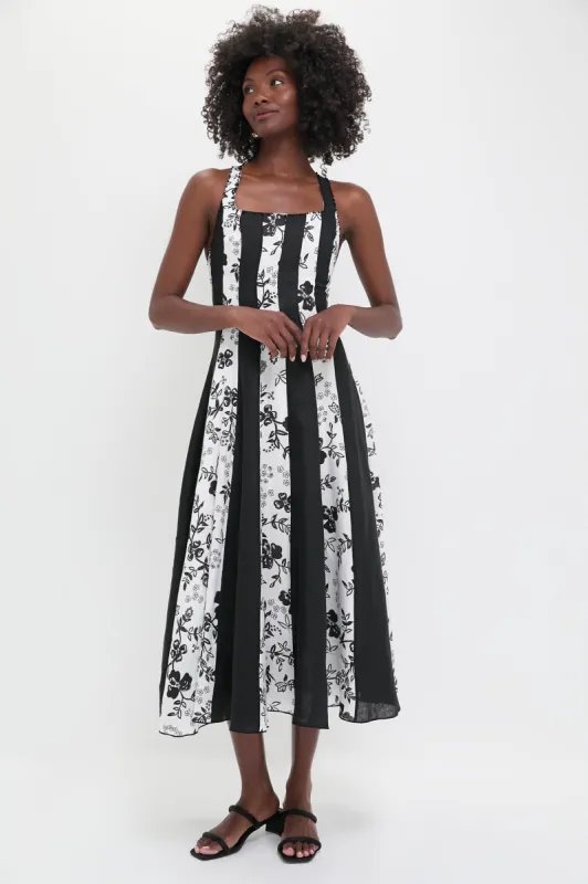 Black and White Floral Linen Midi Dress sold by Tuckernuck