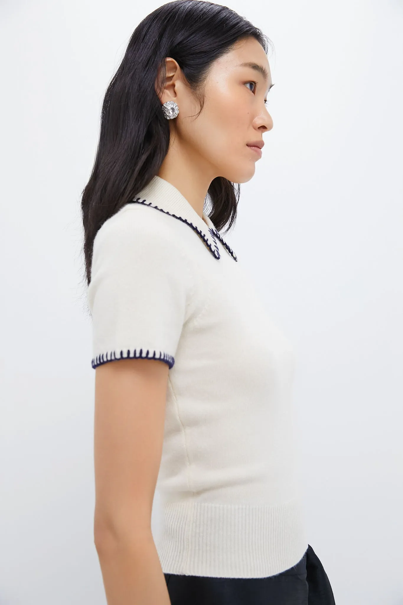 Ivory and Navy Windsor Top sold by Tuckernuck product image thumbnail 3