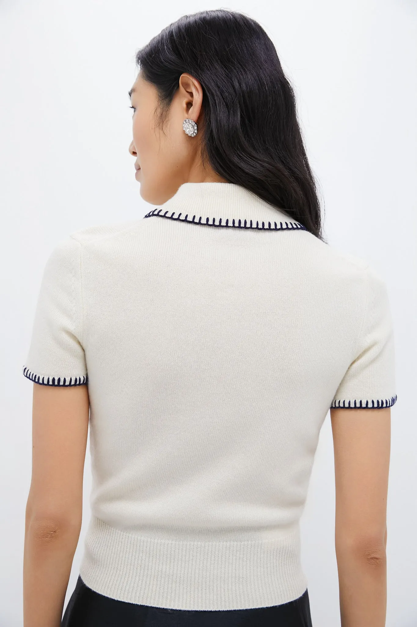 Ivory and Navy Windsor Top sold by Tuckernuck product image thumbnail 4