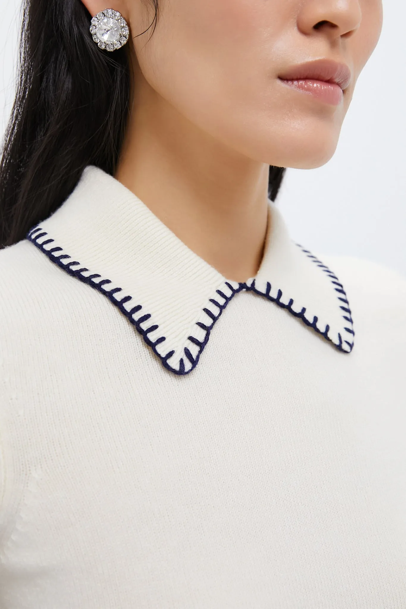 Ivory and Navy Windsor Top sold by Tuckernuck product image thumbnail 5