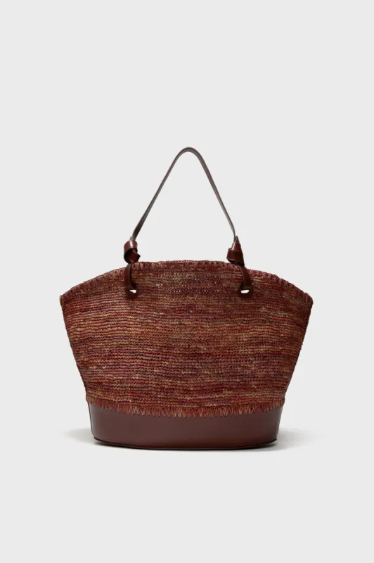 Mahogany Squillo Raffia Tote sold by Tuckernuck
