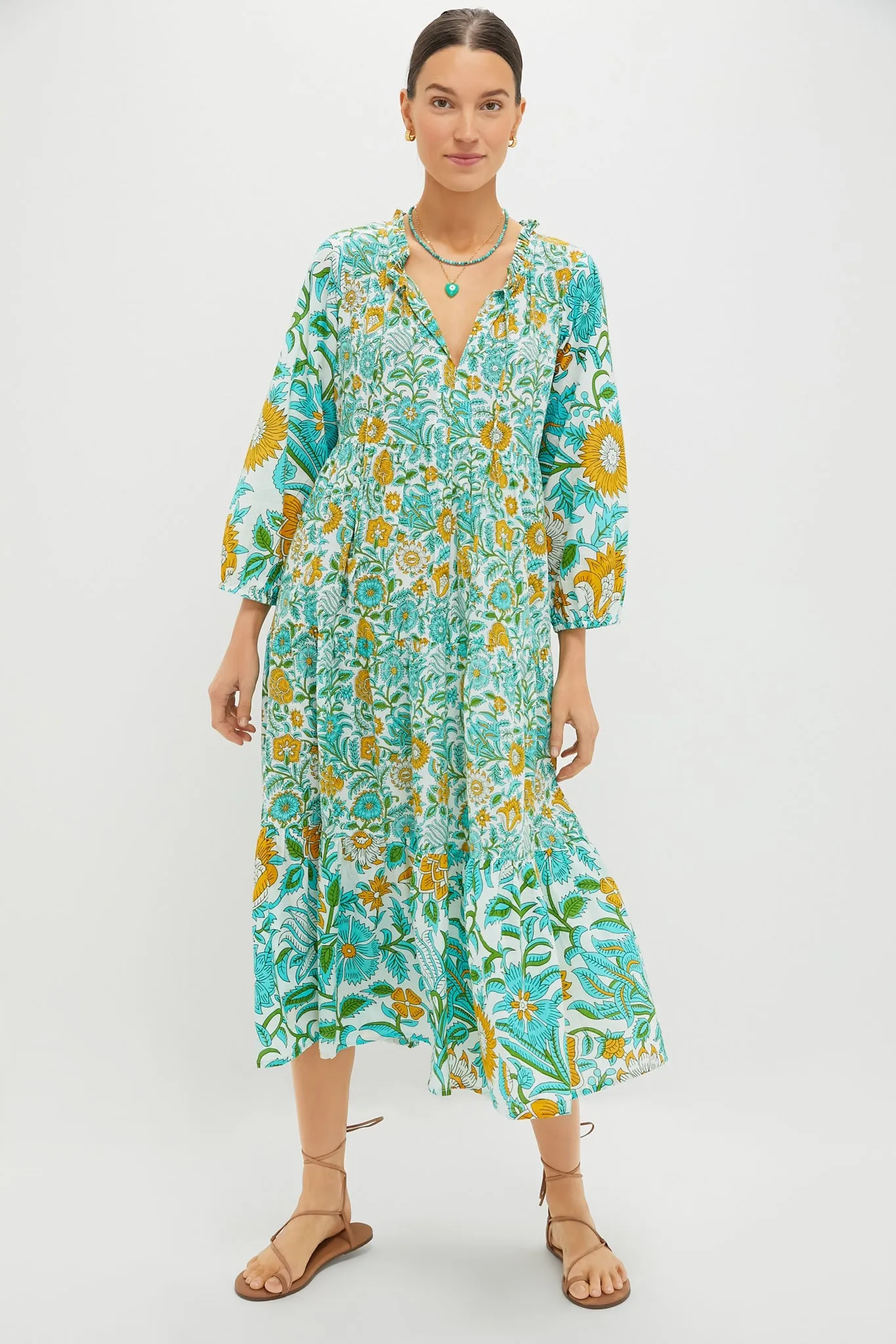 Lagoon Wildflower Long Sleeve Salty Paloma Caftan sold by Tuckernuck
