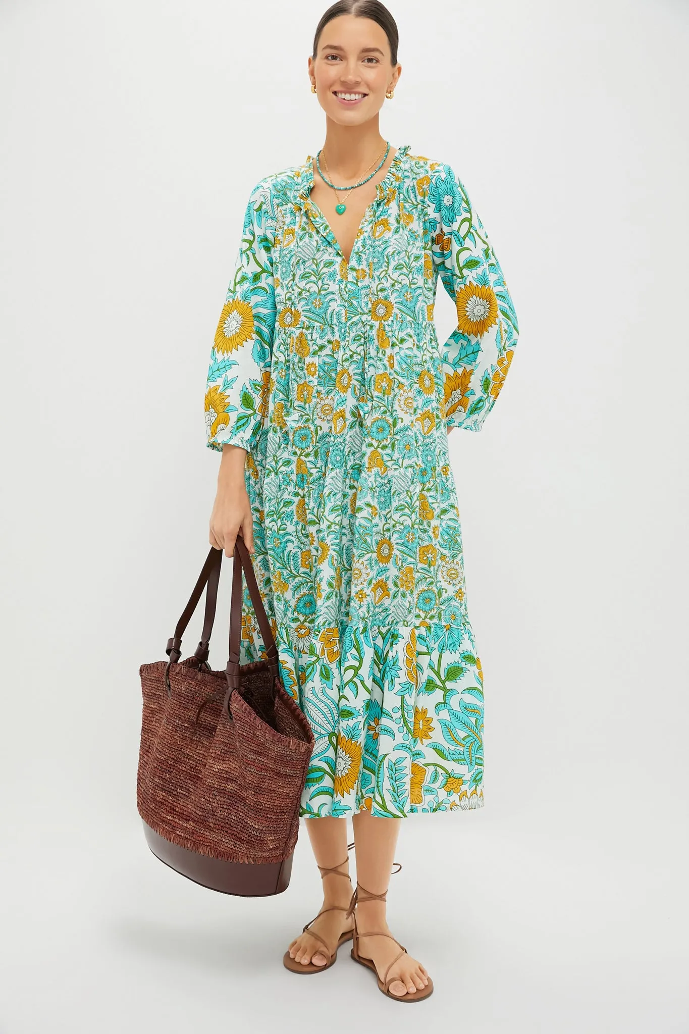 Lagoon Wildflower Long Sleeve Salty Paloma Caftan sold by Tuckernuck product image thumbnail 2