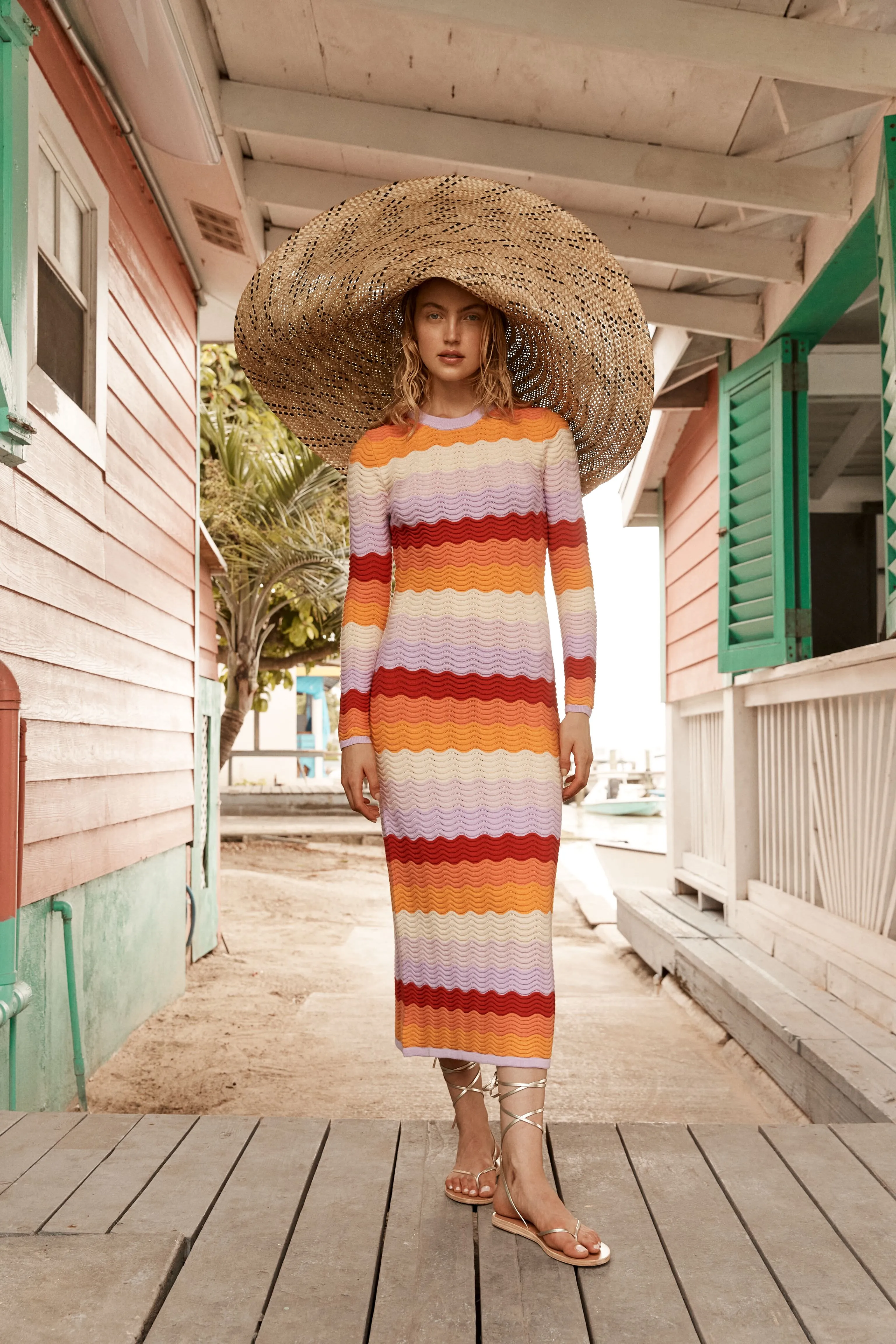 Sunset Stripe Montego Knit Midi Dress sold by Tuckernuck product image thumbnail 2