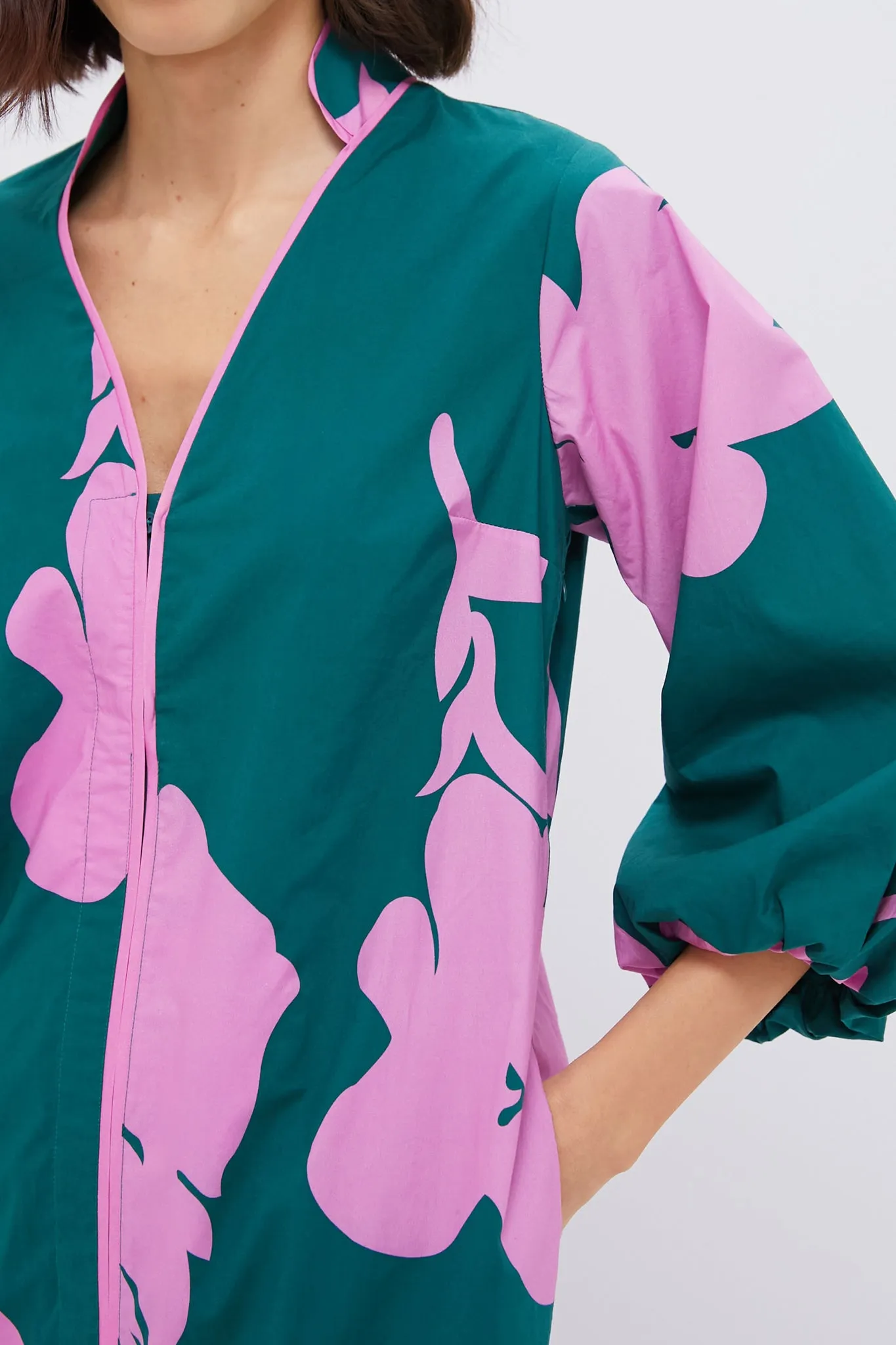 Hunter Green & Pink Floral Arem Caftan sold by Tuckernuck product image thumbnail 5