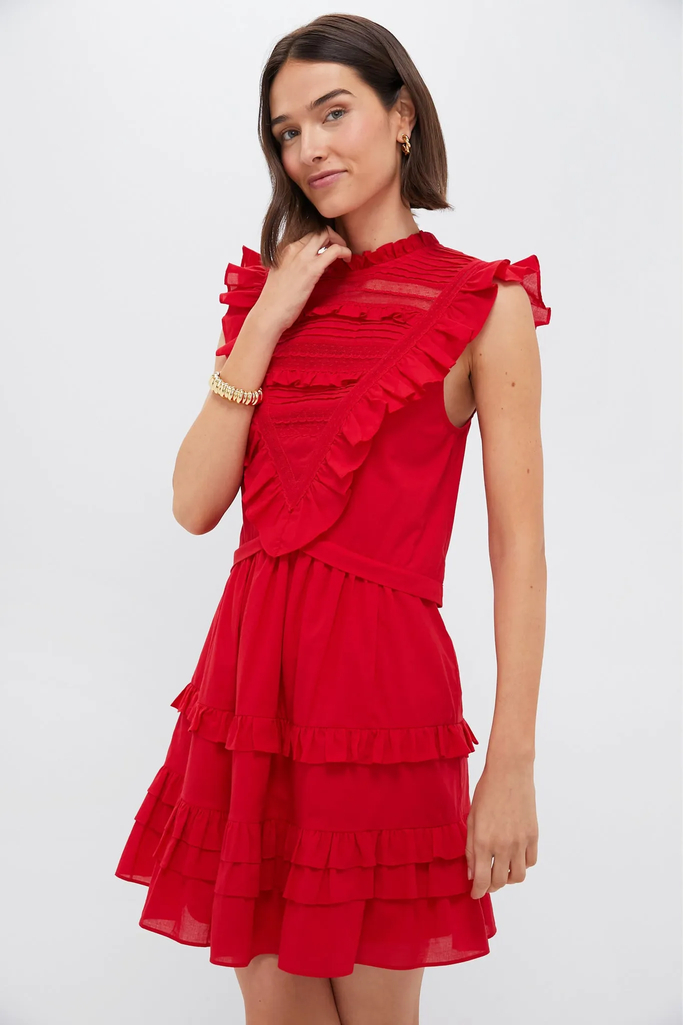 Red Cecilia Ruffle Dress sold by Tuckernuck product image thumbnail 3
