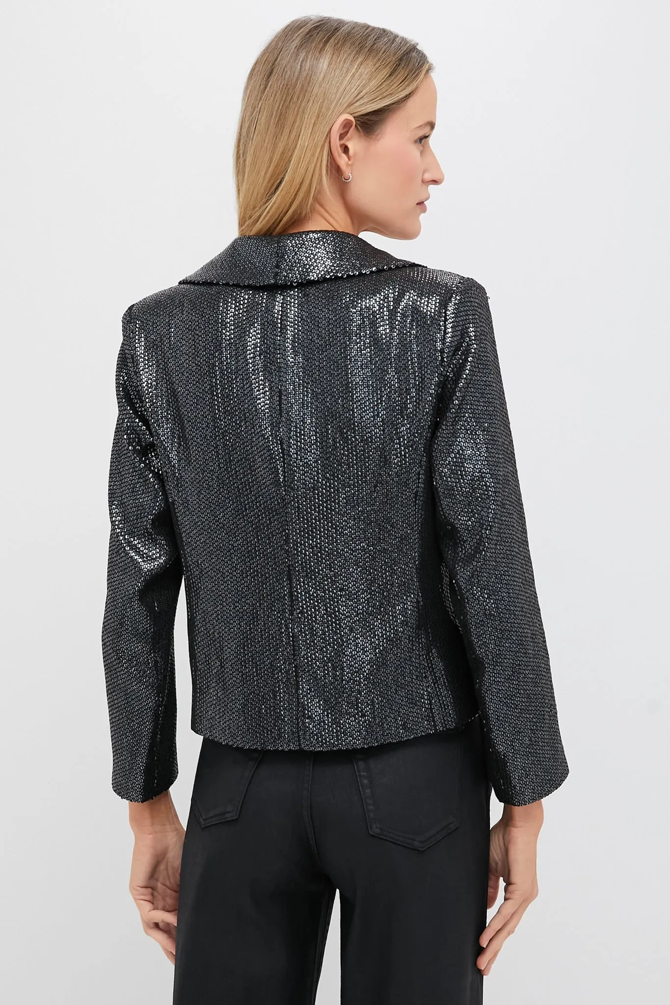 Gunmetal Sequin Cropped Zana Jacket sold by Tuckernuck product image thumbnail 3