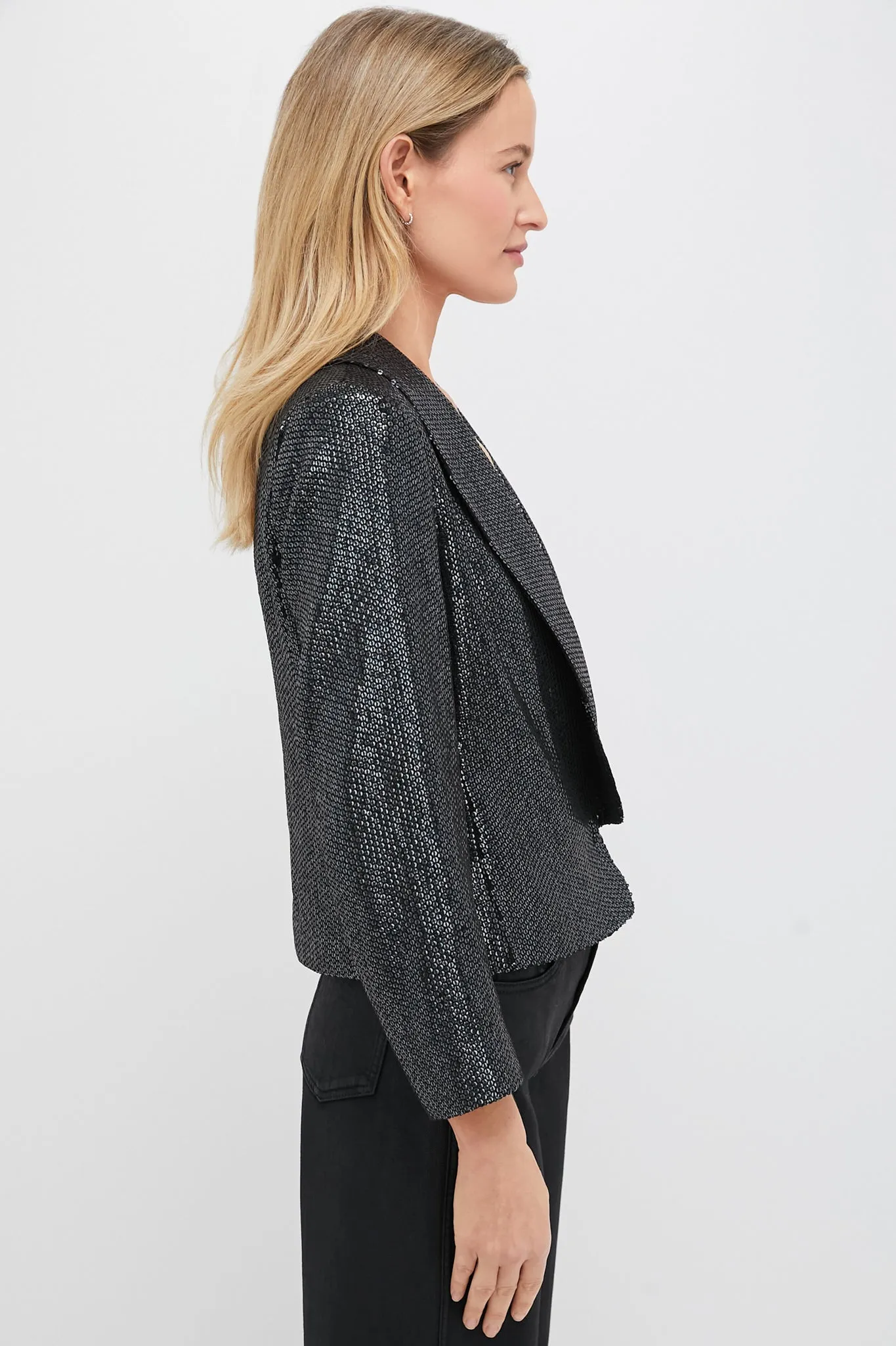 Gunmetal Sequin Cropped Zana Jacket sold by Tuckernuck product image thumbnail 2