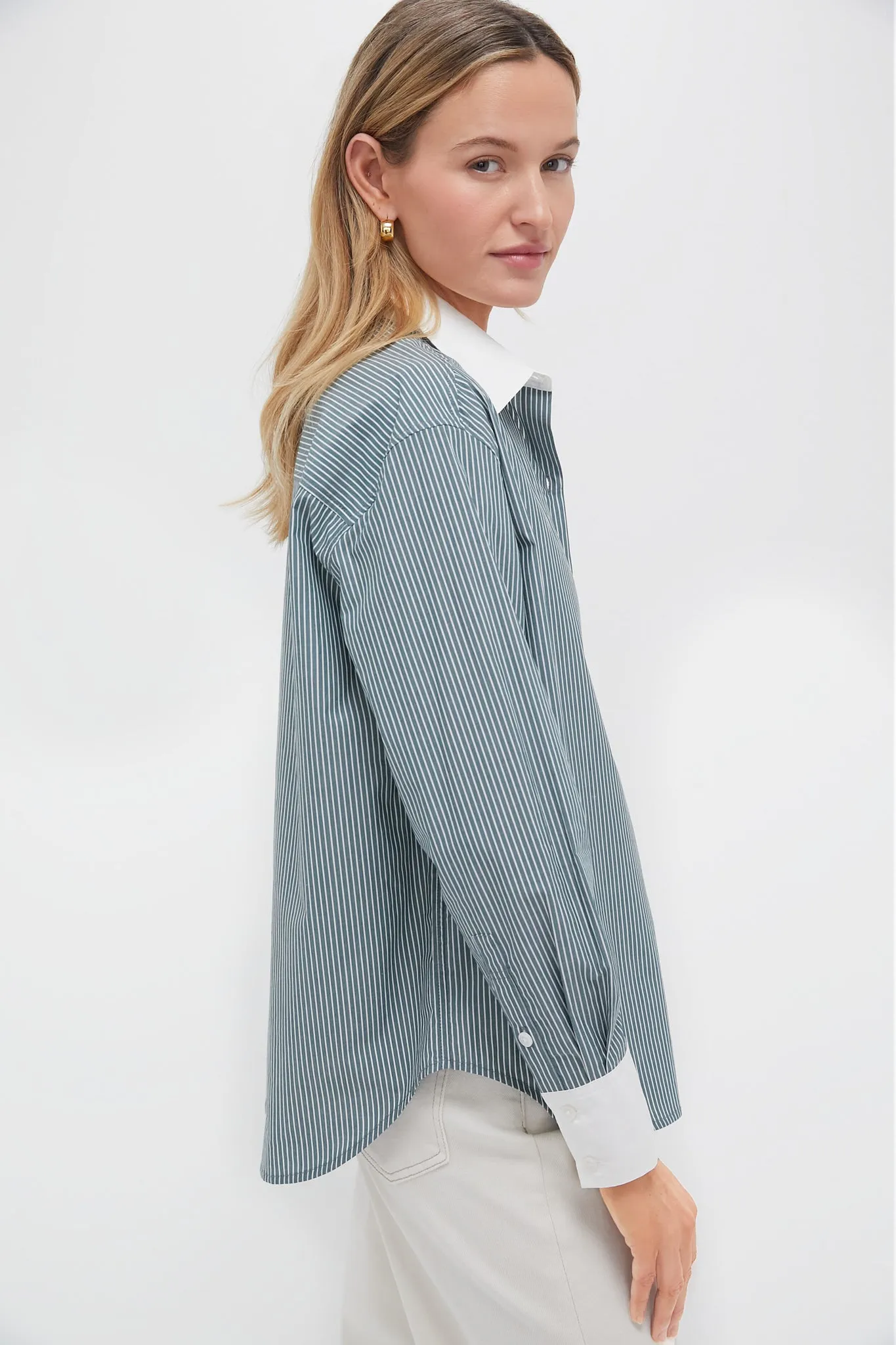 Green Stripe Nadine Boyfriend Button Down sold by Tuckernuck product image thumbnail 3