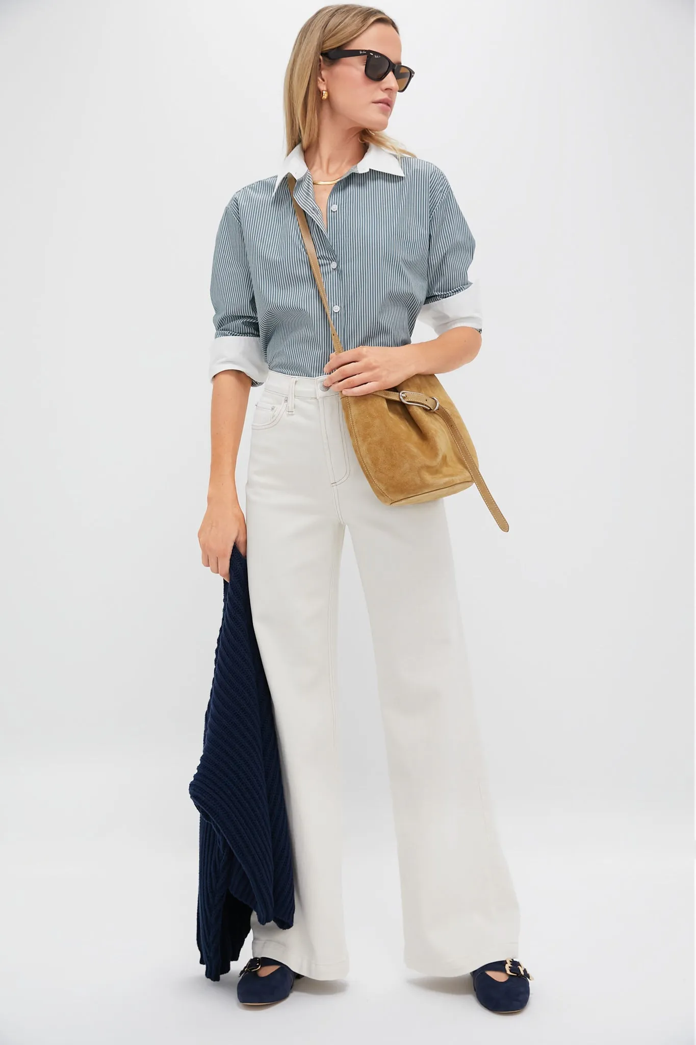 Green Stripe Nadine Boyfriend Button Down sold by Tuckernuck