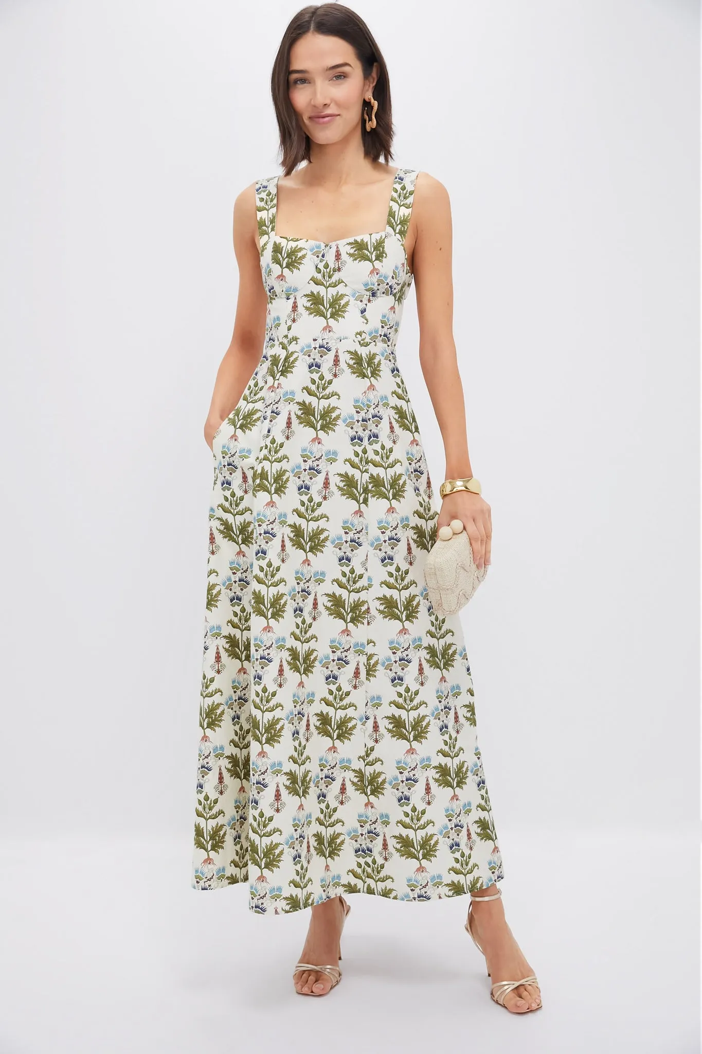 Ivory Persian Botanic Azzurra Midi Dress sold by Tuckernuck product image thumbnail 2