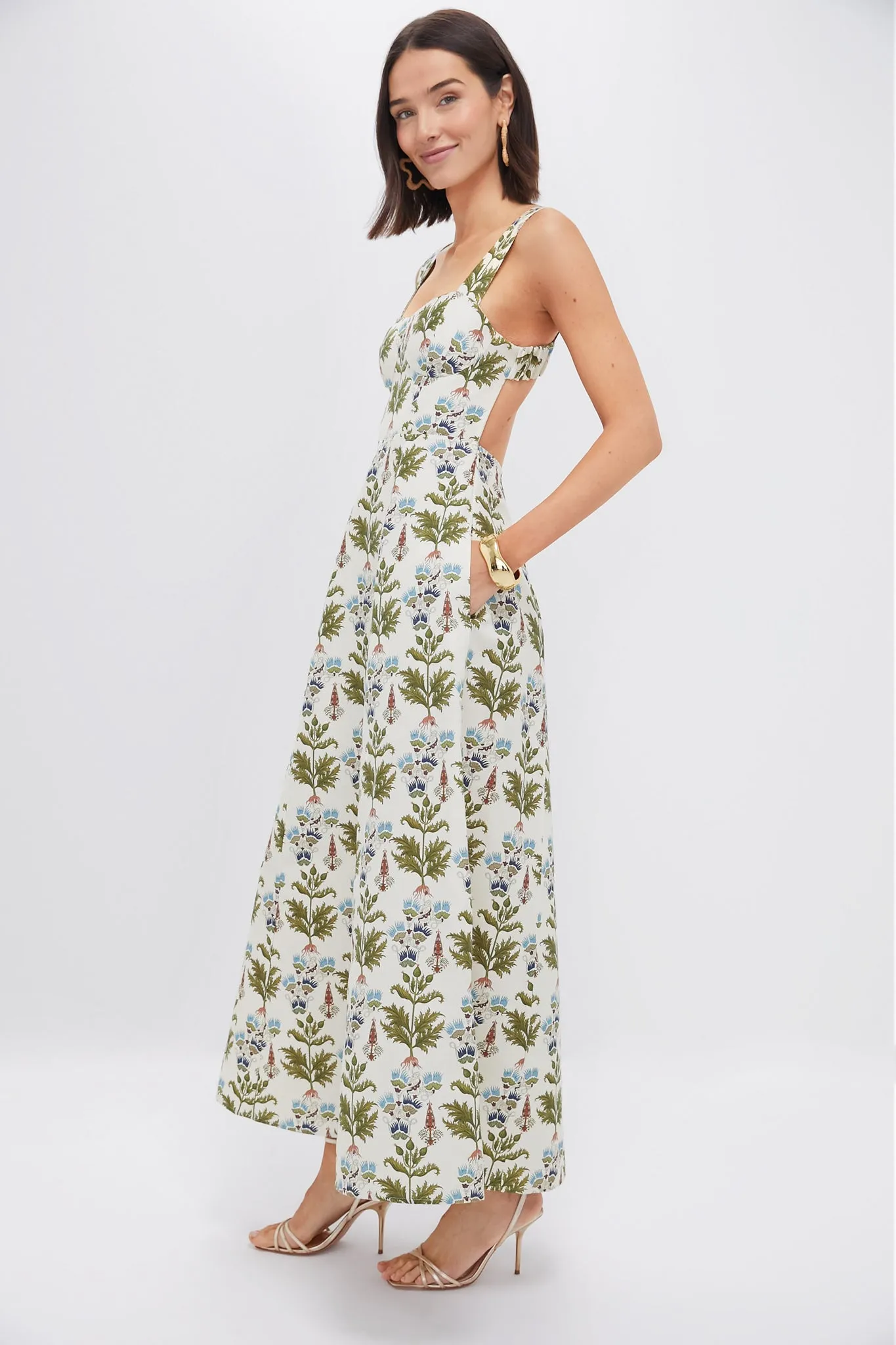 Ivory Persian Botanic Azzurra Midi Dress sold by Tuckernuck product image thumbnail 3