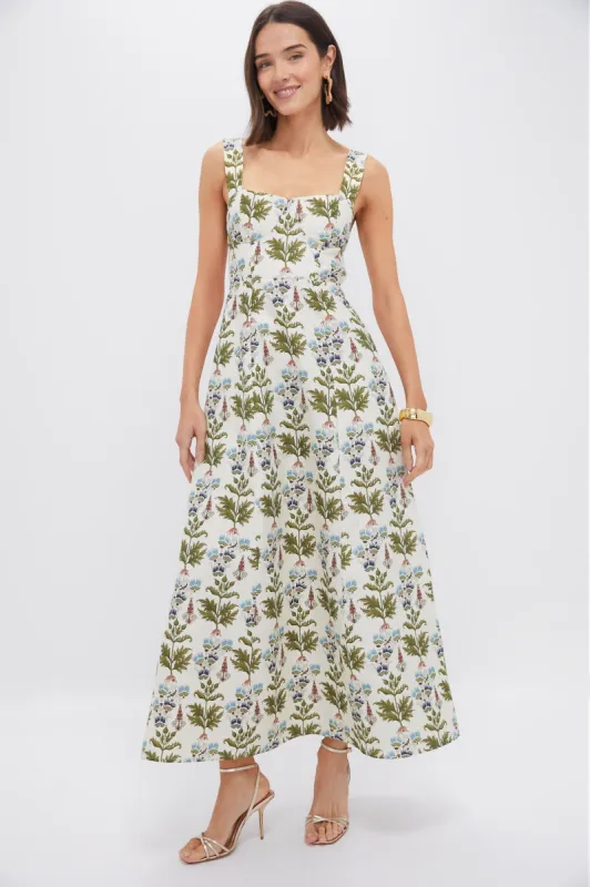 Ivory Persian Botanic Azzurra Midi Dress sold by Tuckernuck