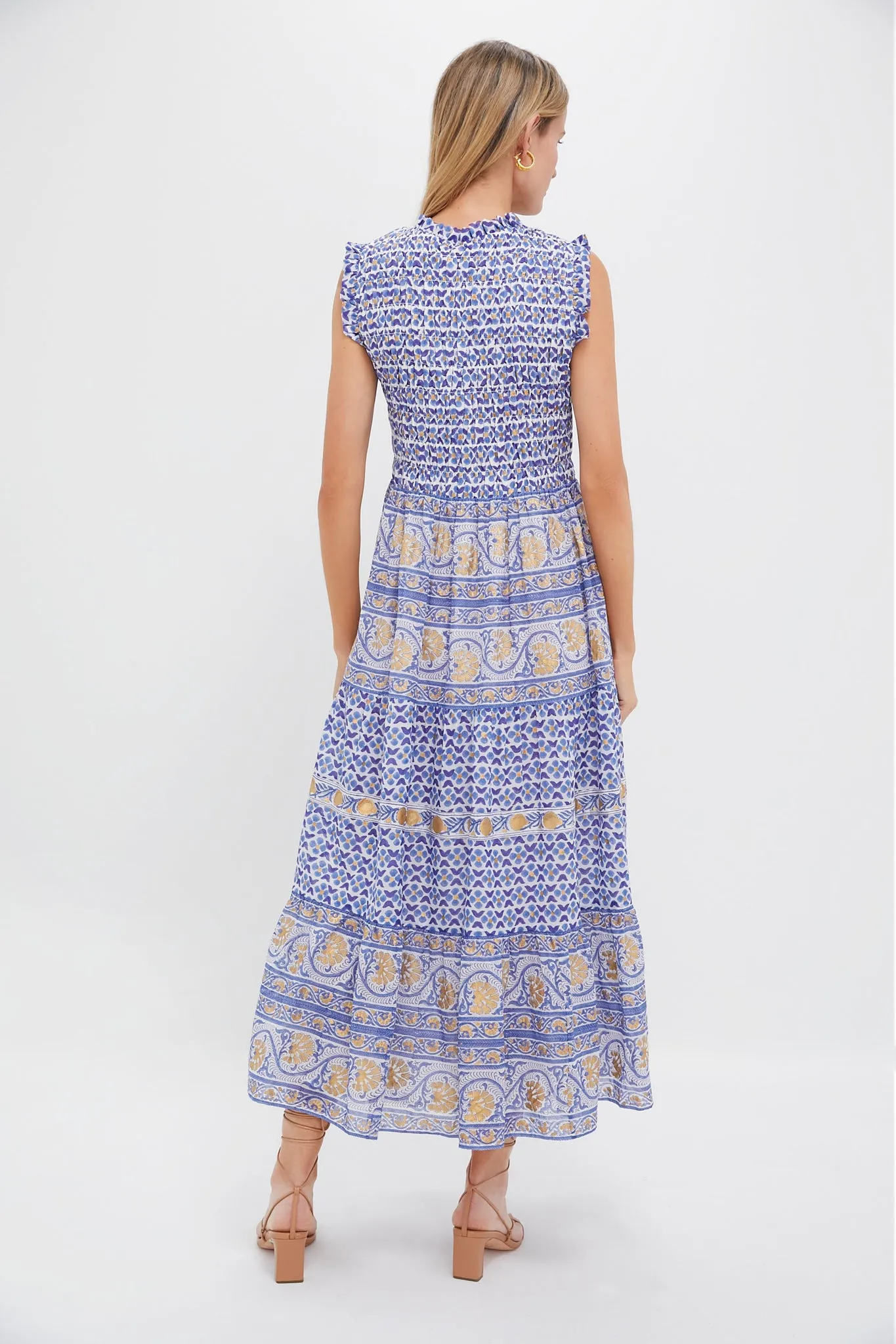 Veranda Blue Sleeveless Smocked Maxi Dress sold by Tuckernuck product image thumbnail 4