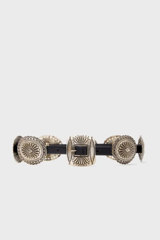 Black Distressed Leather Belt made by Polo by Ralph Lauren