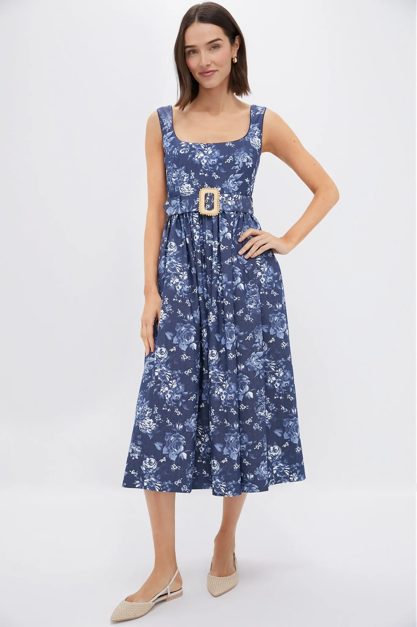 Floral Navy Mackenzie Denim Twill Dress sold by Tuckernuck