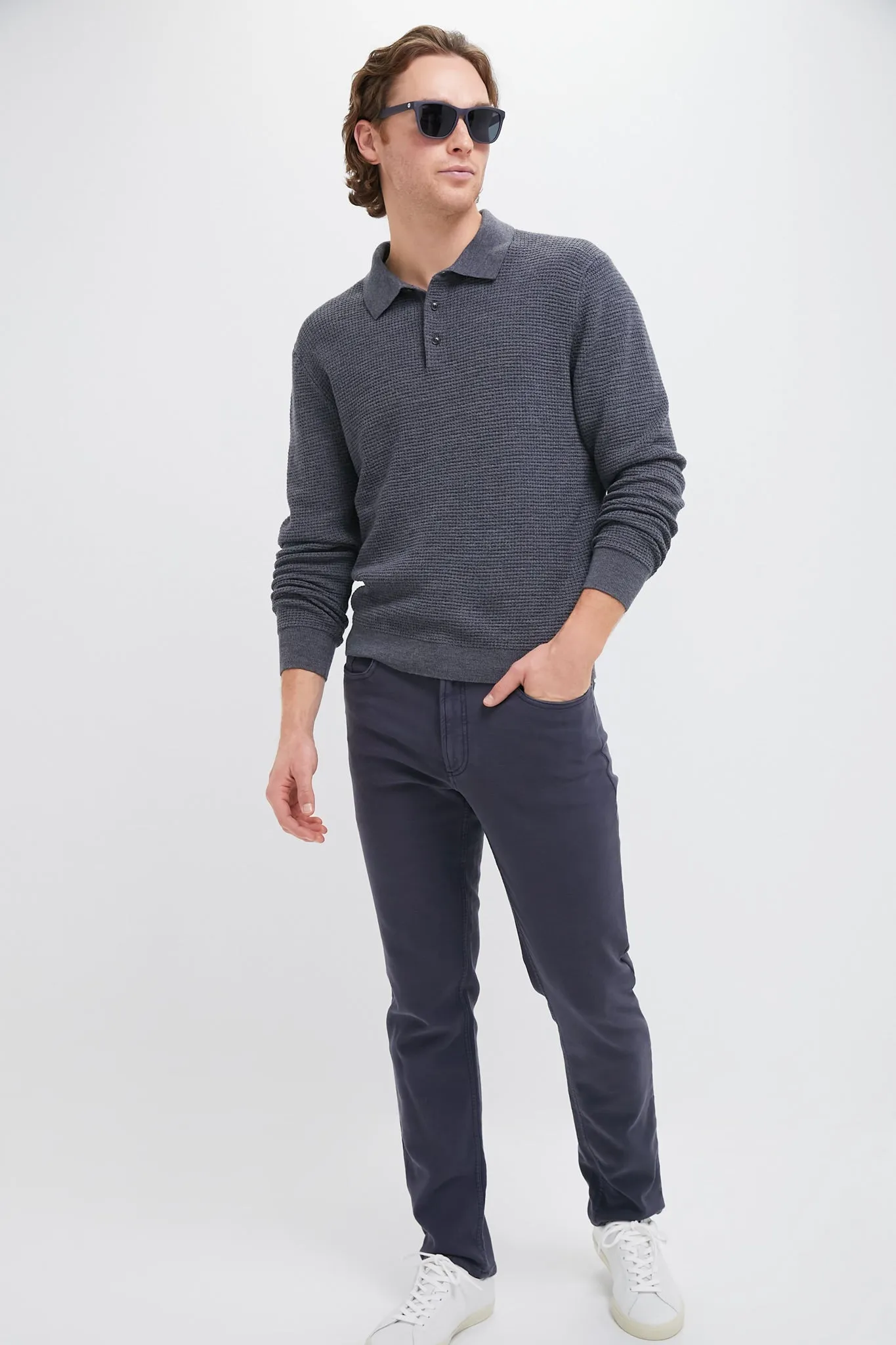 Charcoal Merino Waffle Polo sold by Tuckernuck product image thumbnail 2