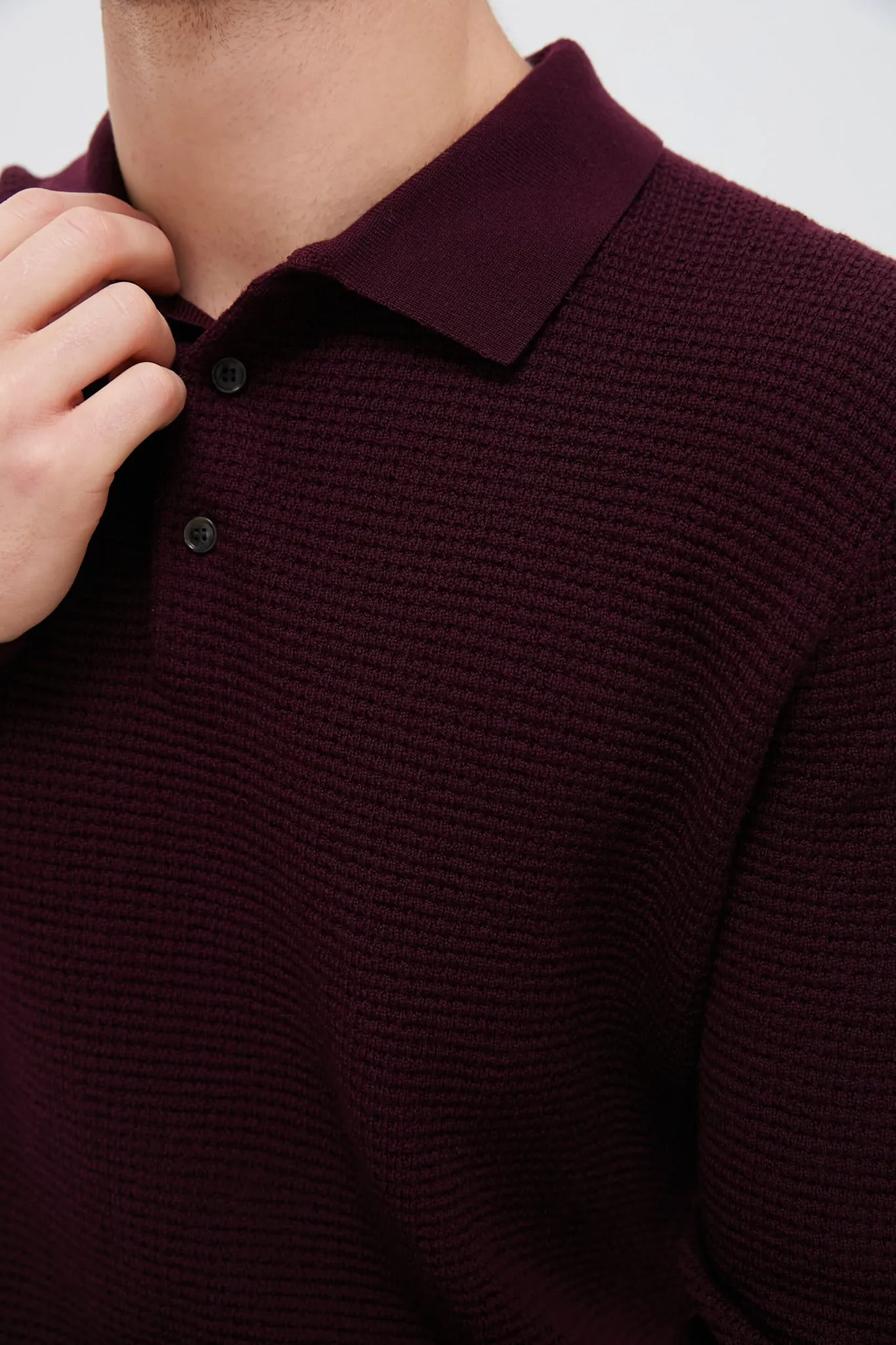 Burgundy Merino Waffle Polo sold by Tuckernuck product image thumbnail 5