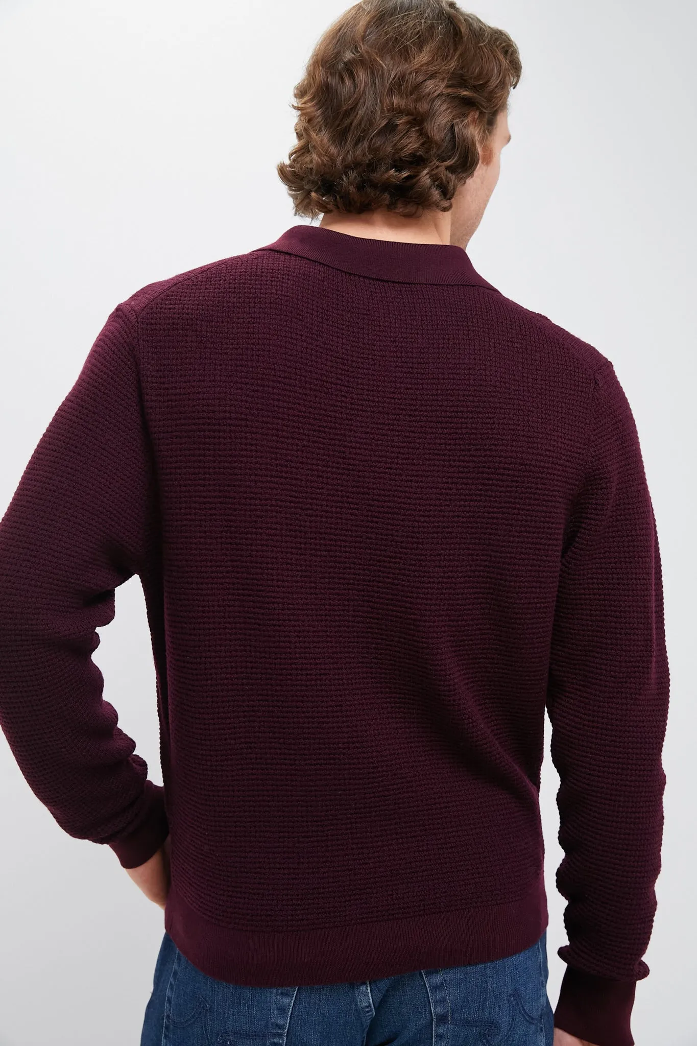 Burgundy Merino Waffle Polo sold by Tuckernuck product image thumbnail 4