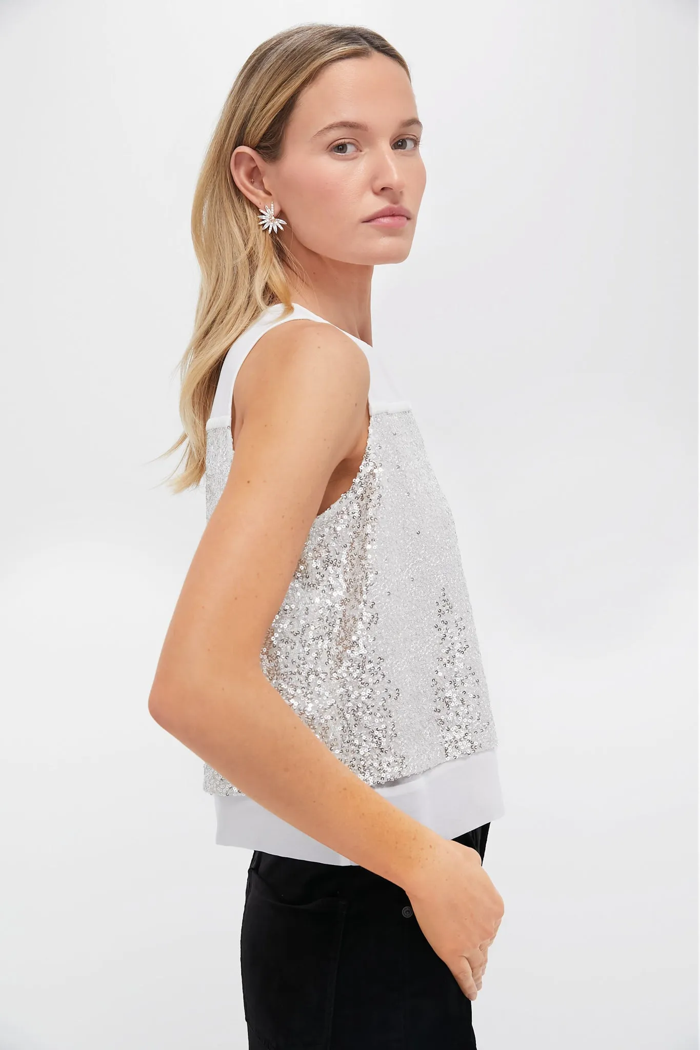 Silver Sequin Edith Blouse sold by Tuckernuck product image thumbnail 3