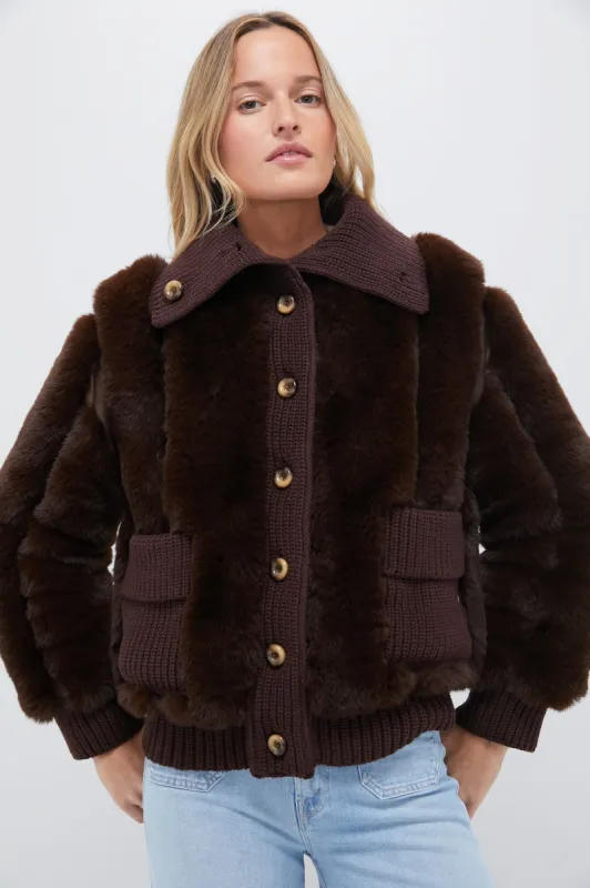 Mahogany Faux Fur Walden Jacket sold by Tuckernuck