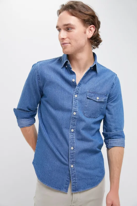 Dark Indigo Washed Denim Shirt sold by Tuckernuck