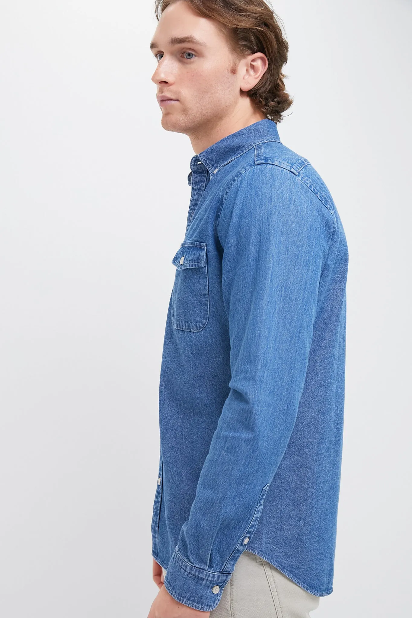 Dark Indigo Washed Denim Shirt sold by Tuckernuck product image thumbnail 3