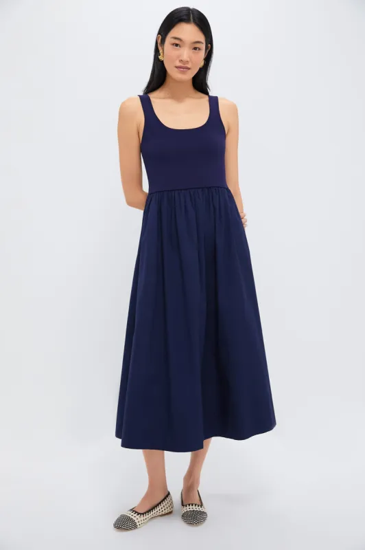 Navy Mixed Media Juliette Dress sold by Tuckernuck