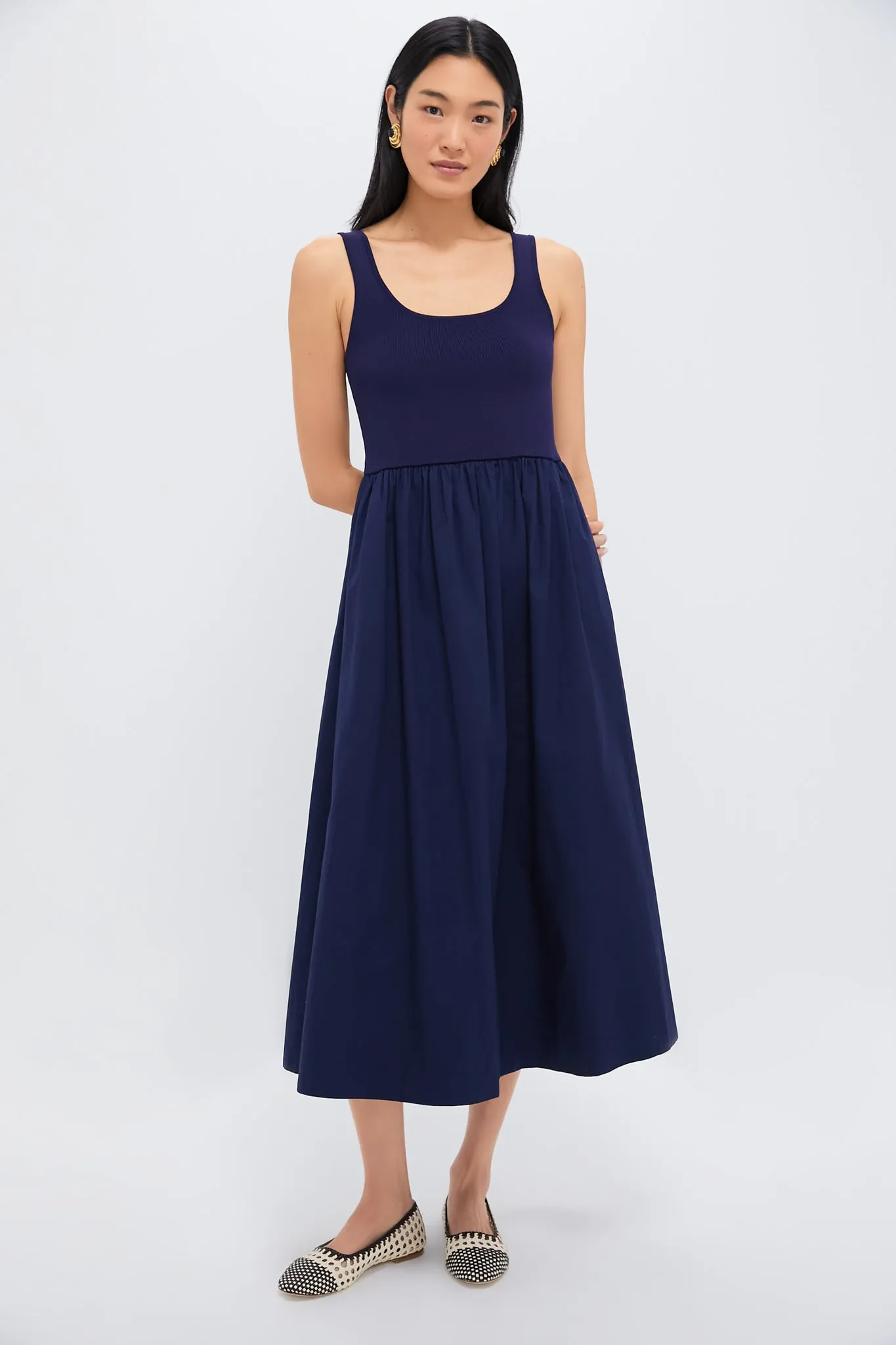 Navy Mixed Media Juliette Dress sold by Tuckernuck