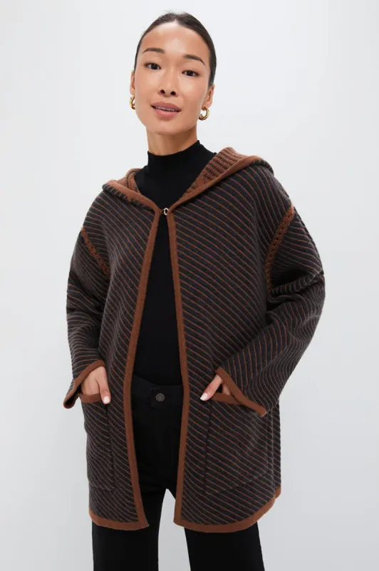 Dark Grey and Camel Stripes Cashmere Wool Blend Twill Coat sold by Tuckernuck