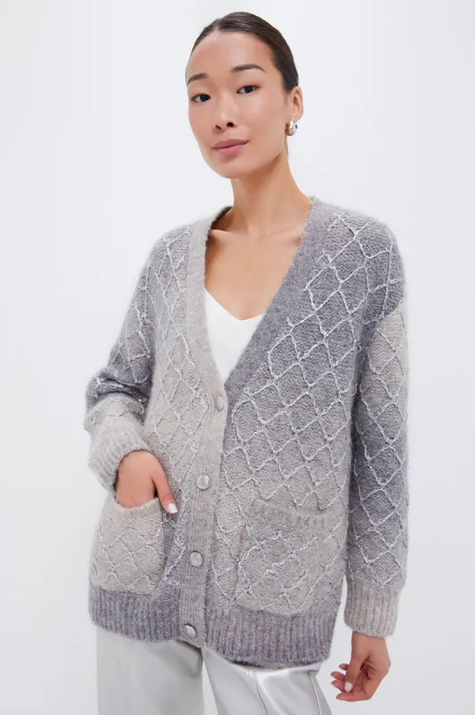 Grey Gradient Diamond Pattern Cardigan sold by Tuckernuck