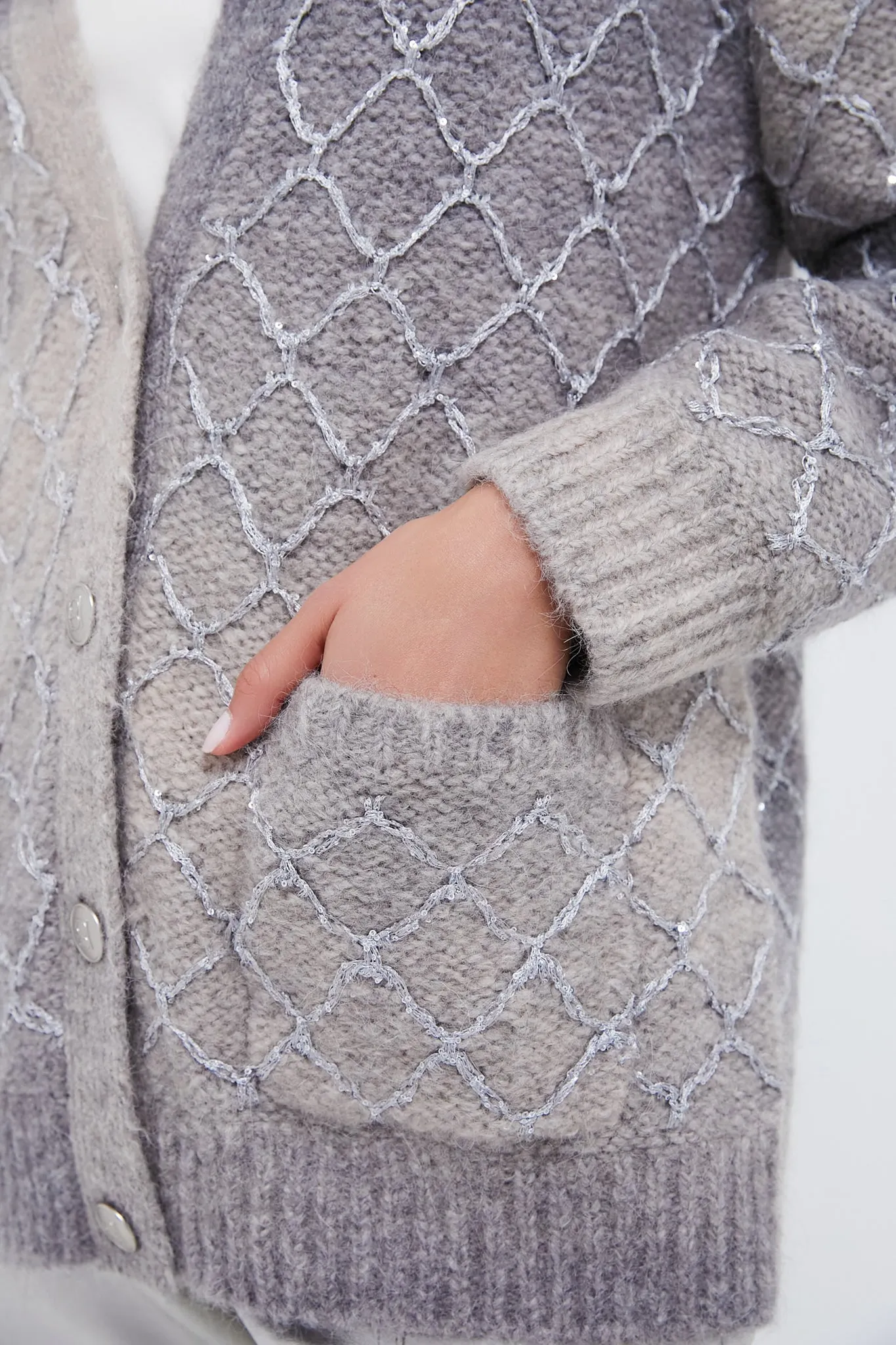 Grey Gradient Diamond Pattern Cardigan sold by Tuckernuck product image thumbnail 5