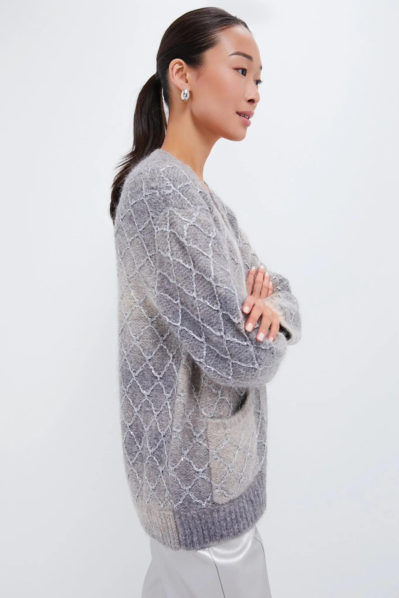 Grey Gradient Diamond Pattern Cardigan sold by Tuckernuck product image thumbnail 3