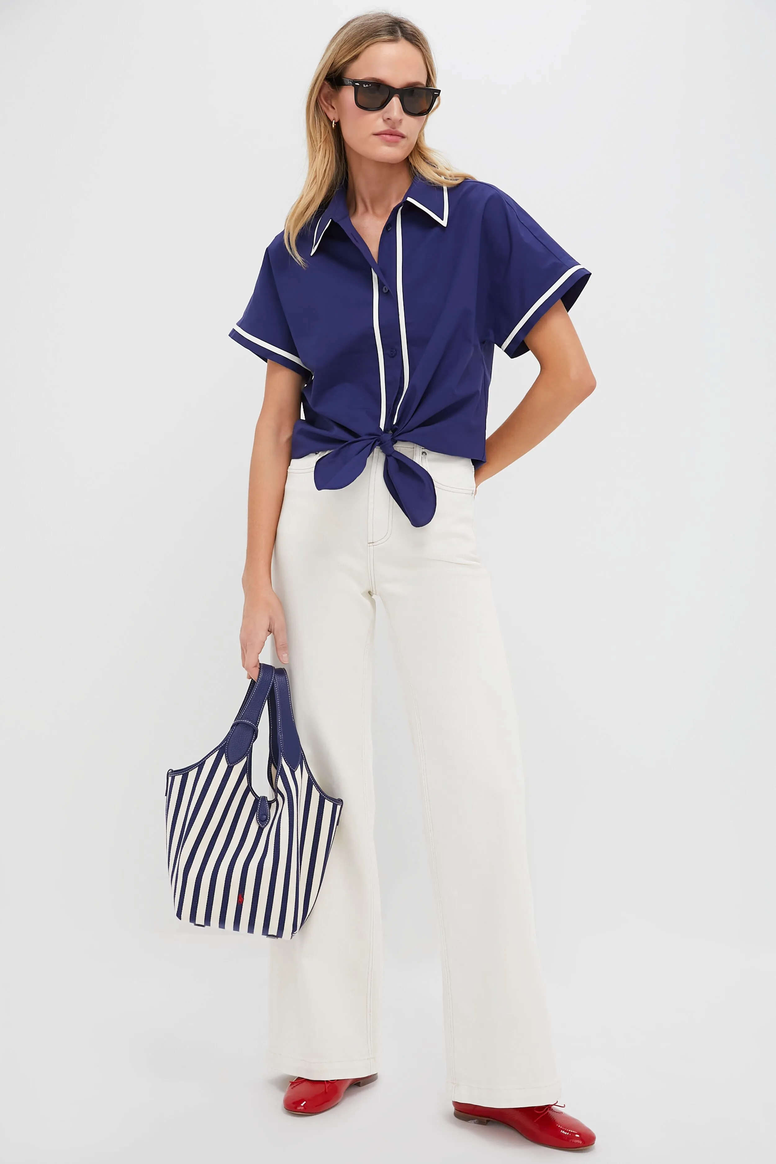 Ink and White Stripe Polo Medium Canvas Tote sold by Tuckernuck product image thumbnail 3