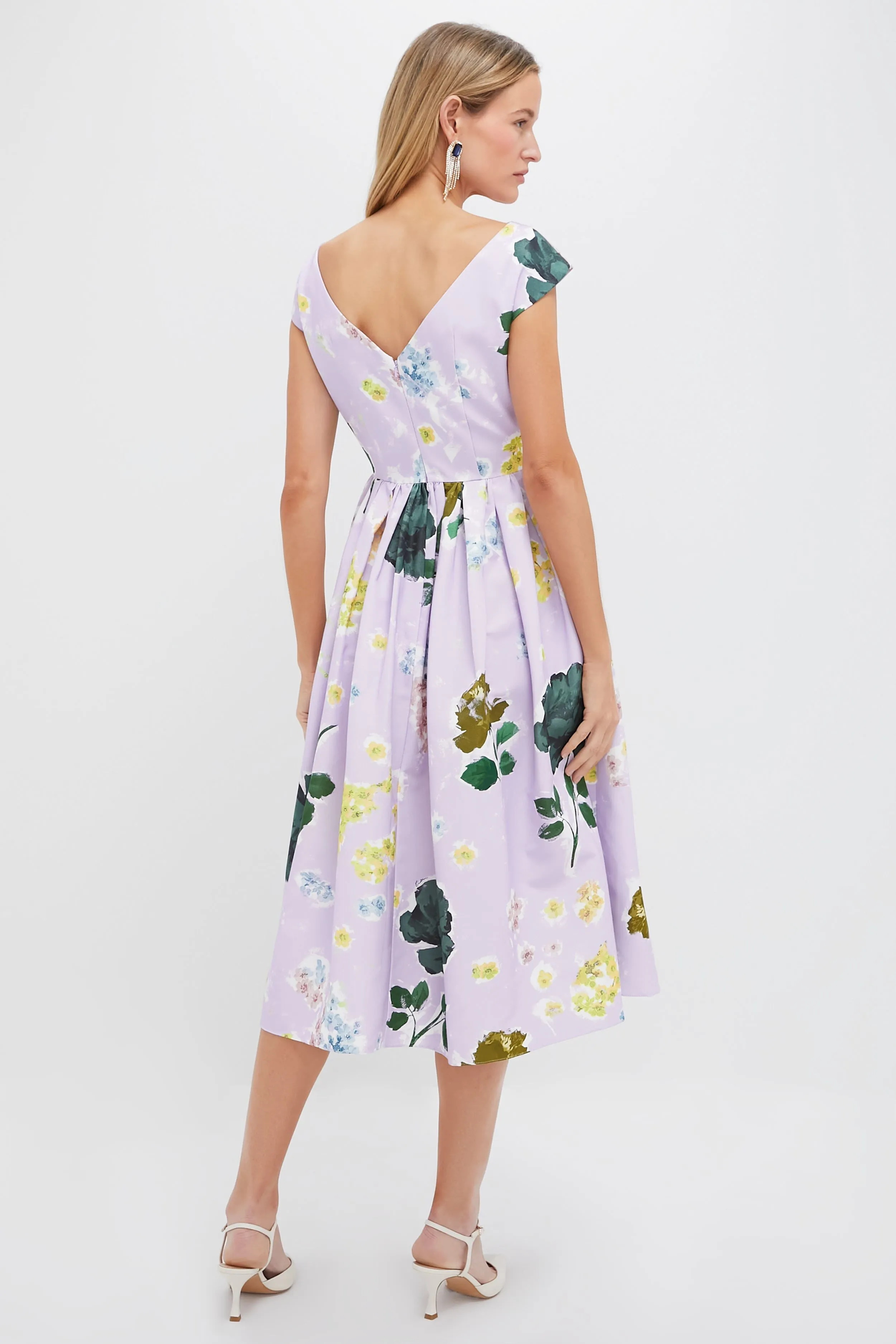 Margot Floral Lilac Boat Neck Full Skirt Midi Dress sold by Tuckernuck product image thumbnail 4