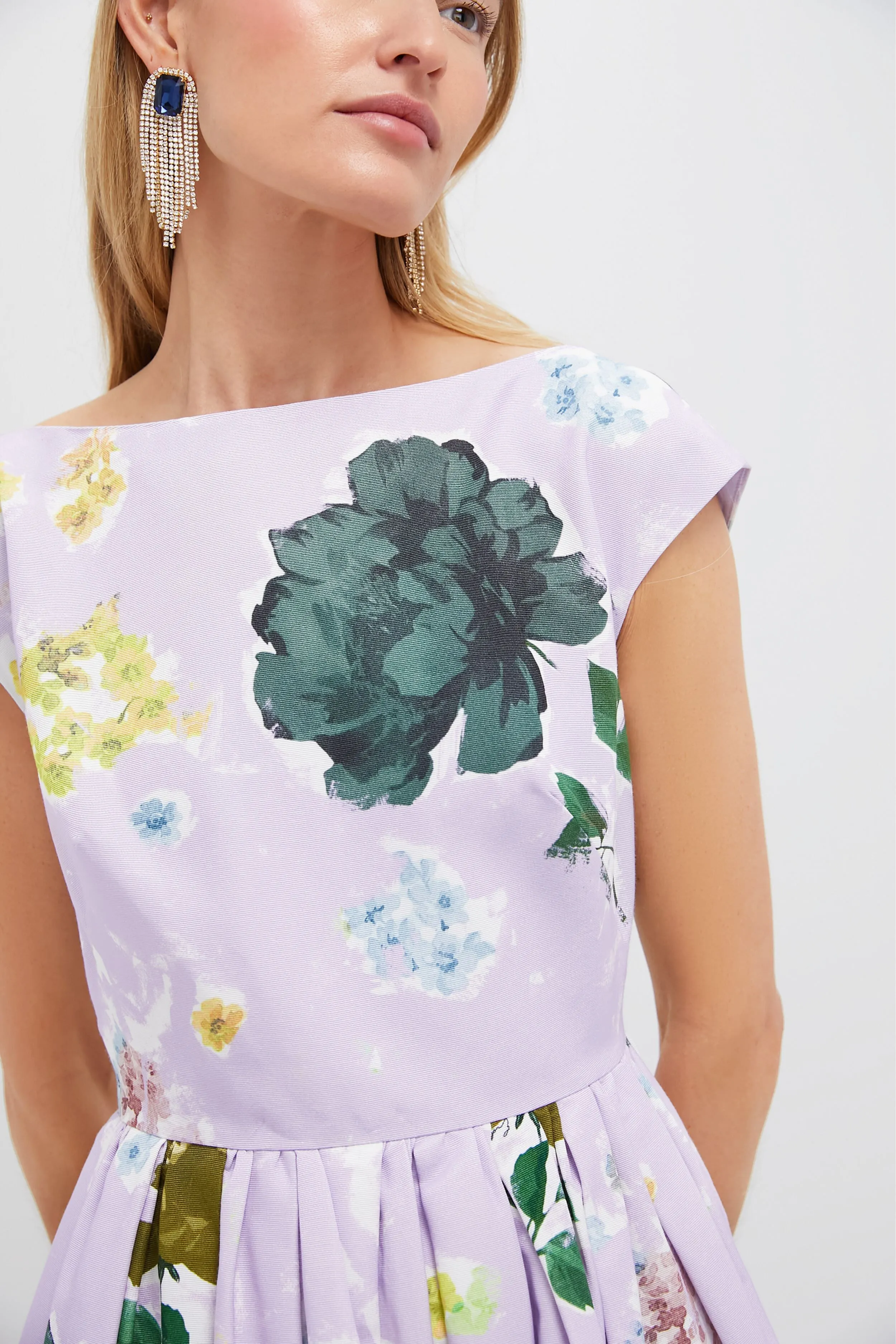 Margot Floral Lilac Boat Neck Full Skirt Midi Dress sold by Tuckernuck product image thumbnail 5