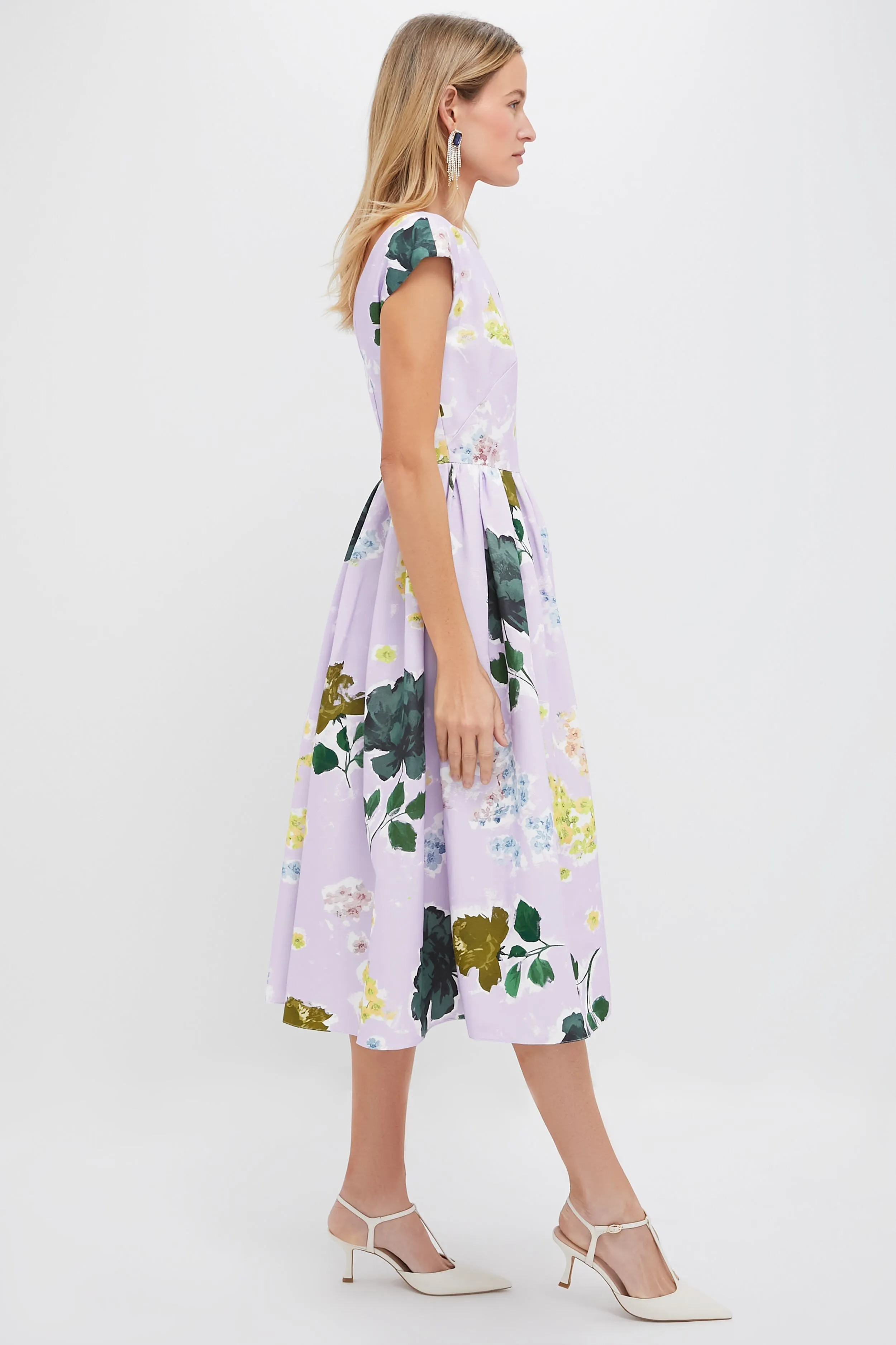 Margot Floral Lilac Boat Neck Full Skirt Midi Dress sold by Tuckernuck product image thumbnail 3