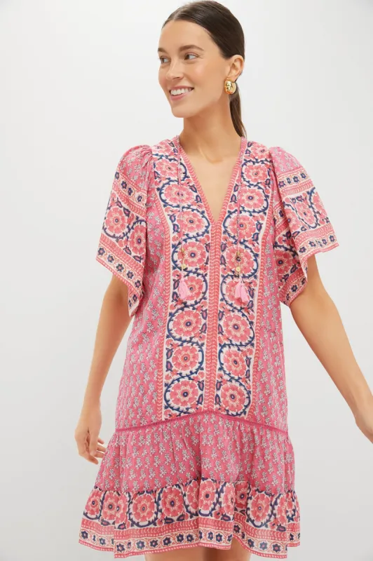 Pink Navy Printed Cat Mini Dress sold by Tuckernuck