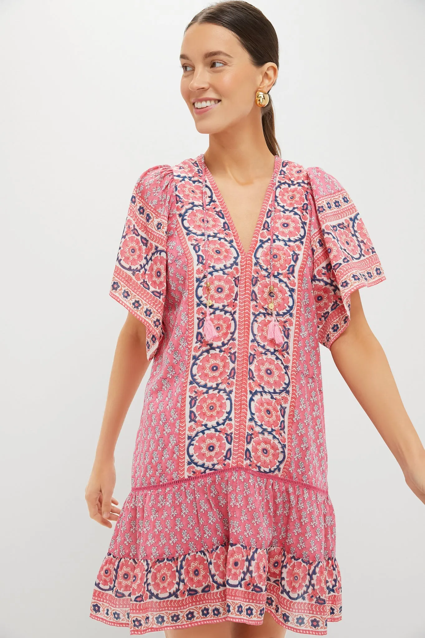 Pink Navy Printed Cat Mini Dress sold by Tuckernuck